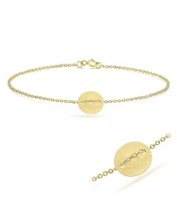 Gold Plated Tablet Silver Bracelet BRS-275-GP